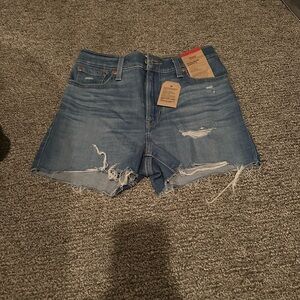 Levi's Distressed Light Blue Jean Shorts